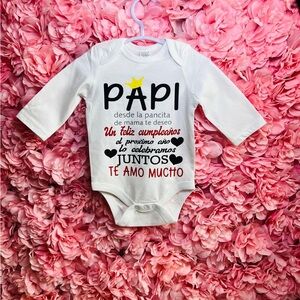 White Long-Sleeve Baby Onesie with Heartfelt Message